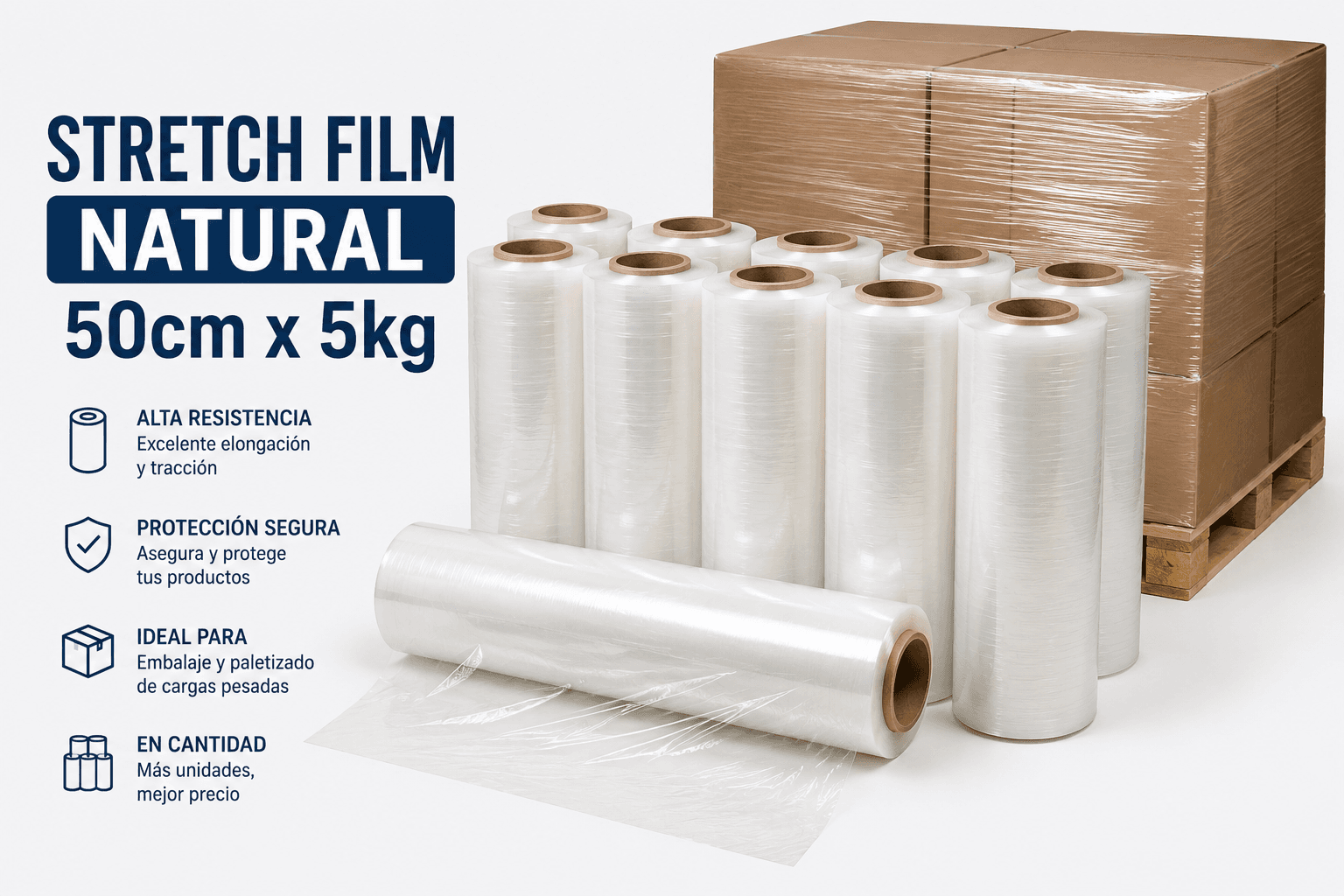 Stretch Film Virgen Natural 50cm - 5kg